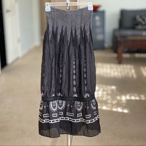 Lapis A Line Stretch Skirt - Black/Gray with Zipper Decor